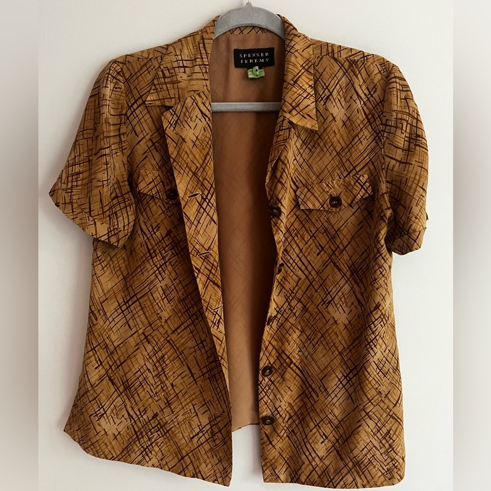 Brown Vintage Print Button Down Shirt